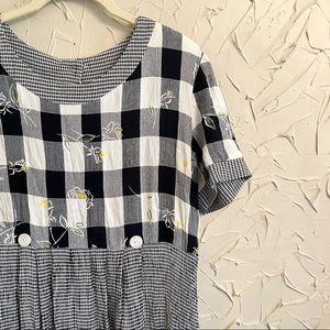 Vintage Checkered Floral Dress Size 10